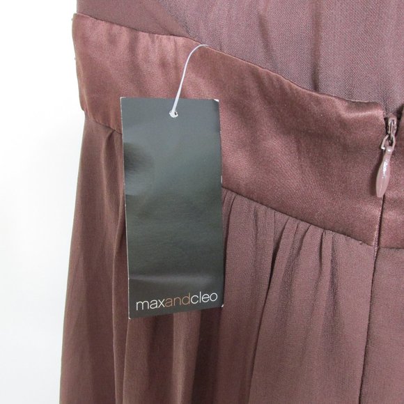 Max&Cleo Mahogany Brown Silk Chiffon Halter Dress NYE Size 10 - Picture 7 of 13